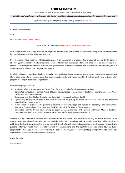 Cover Letter
